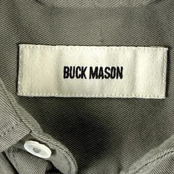 Buck Mason Shirt Mens L Draped Twill One Pocket Gray Preppy Classic Huckberry - Picture 6 of 8